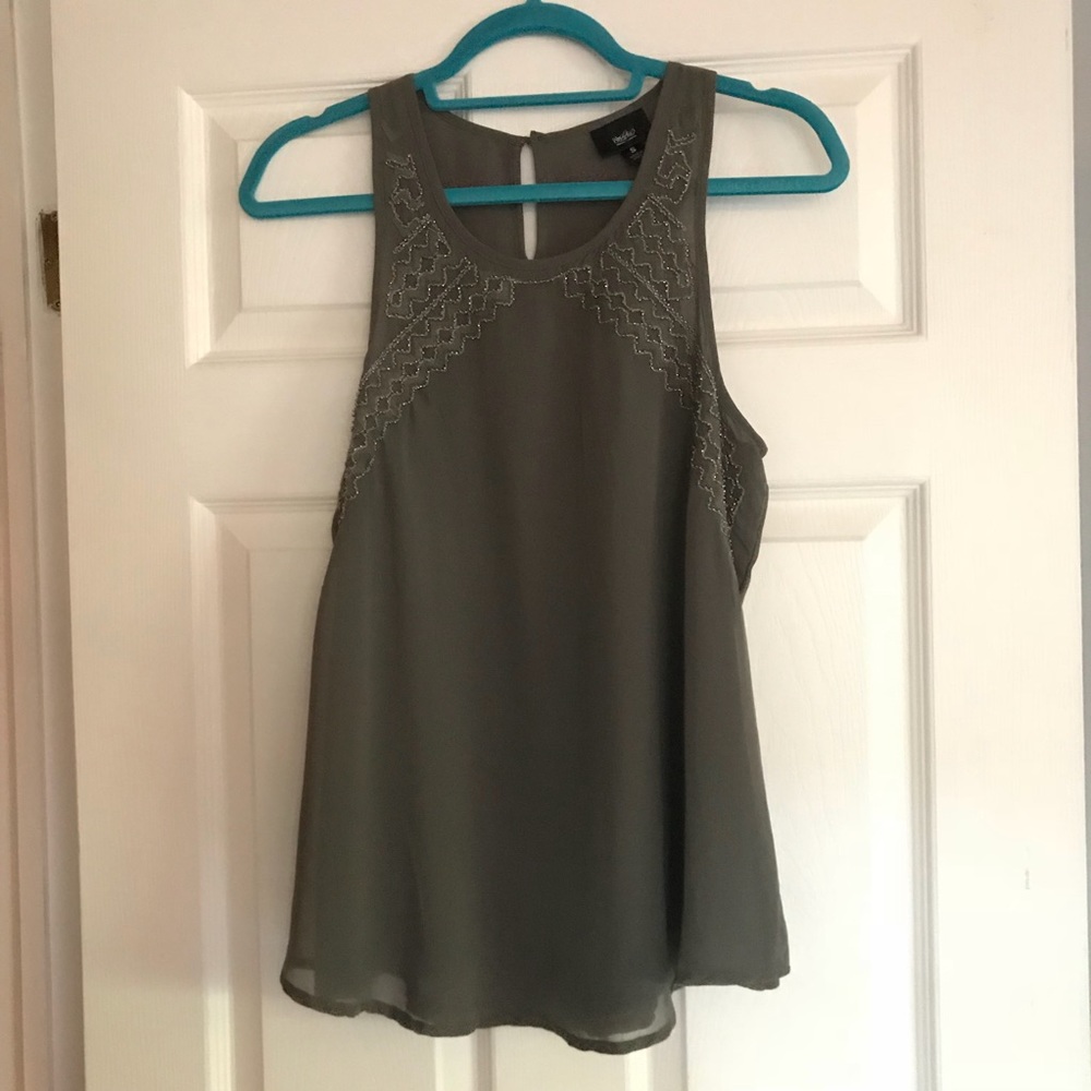Mossimo green beaded, detailed blouse